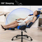 FDW Silla Gaming para PC, Silla de Oficina, Silla Ejecutiva de Respaldo Alto de Cuero PU, Silla de Ordenador de Carreras con Soporte Lumbar y Reposapiés