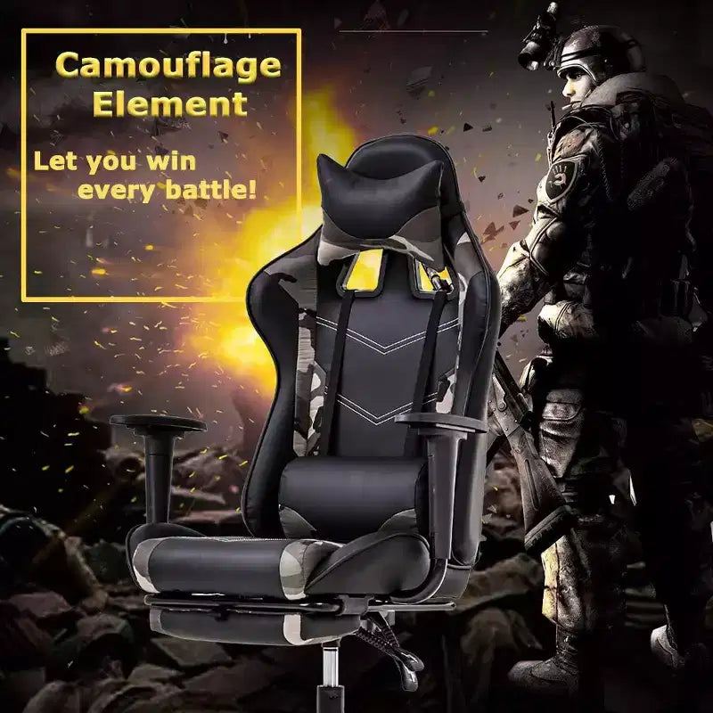 FDW Silla Gaming para PC, Silla de Oficina, Silla Ejecutiva de Respaldo Alto de Cuero PU, Silla de Ordenador de Carreras con Soporte Lumbar y Reposapiés