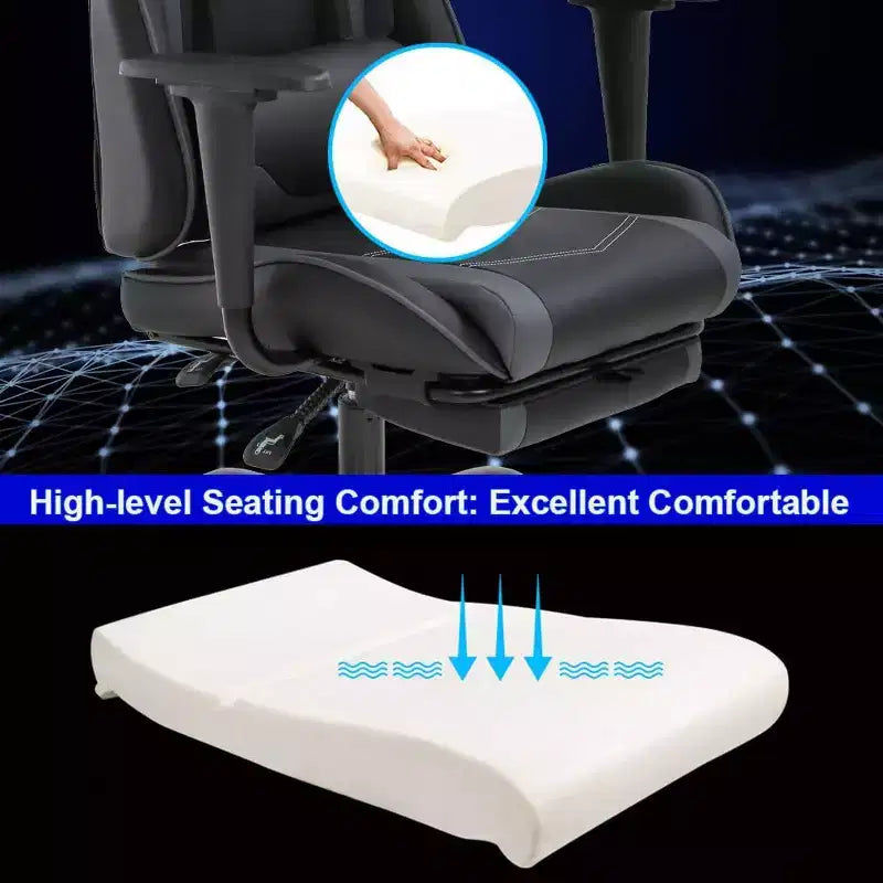 FDW Silla Gaming para PC, Silla de Oficina, Silla Ejecutiva de Respaldo Alto de Cuero PU, Silla de Ordenador de Carreras con Soporte Lumbar y Reposapiés