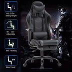FDW Silla Gaming para PC, Silla de Oficina, Silla Ejecutiva de Respaldo Alto de Cuero PU, Silla de Ordenador de Carreras con Soporte Lumbar y Reposapiés