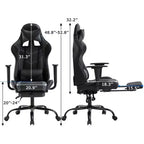 FDW Silla Gaming para PC, Silla de Oficina, Silla Ejecutiva de Respaldo Alto de Cuero PU, Silla de Ordenador de Carreras con Soporte Lumbar y Reposapiés