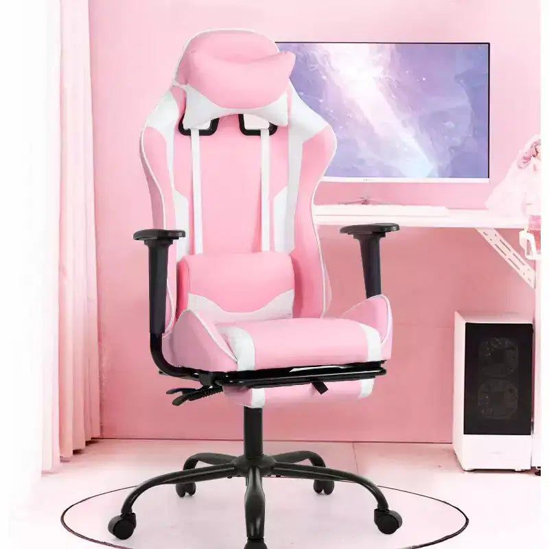 FDW Silla Gaming para PC, Silla de Oficina, Silla Ejecutiva de Respaldo Alto de Cuero PU, Silla de Ordenador de Carreras con Soporte Lumbar y Reposapiés