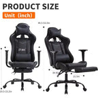 FDW Silla Gaming para PC, Silla de Oficina, Silla Ejecutiva de Respaldo Alto de Cuero PU, Silla de Ordenador de Carreras con Soporte Lumbar y Reposapiés
