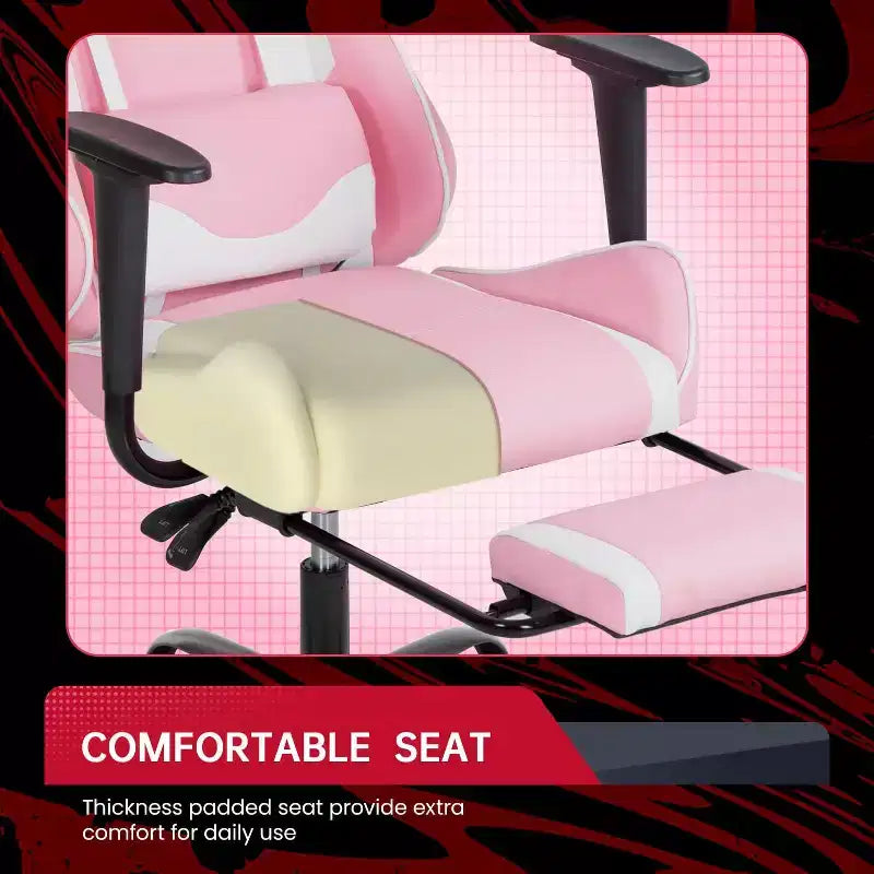 FDW Silla Gaming para PC, Silla de Oficina, Silla Ejecutiva de Respaldo Alto de Cuero PU, Silla de Ordenador de Carreras con Soporte Lumbar y Reposapiés