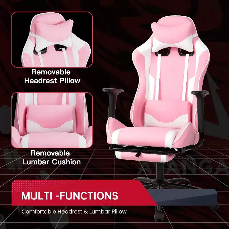 FDW Silla Gaming para PC, Silla de Oficina, Silla Ejecutiva de Respaldo Alto de Cuero PU, Silla de Ordenador de Carreras con Soporte Lumbar y Reposapiés