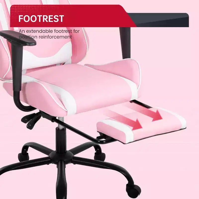 FDW Silla Gaming para PC, Silla de Oficina, Silla Ejecutiva de Respaldo Alto de Cuero PU, Silla de Ordenador de Carreras con Soporte Lumbar y Reposapiés