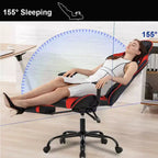 FDW Silla Gaming para PC, Silla de Oficina, Silla Ejecutiva de Respaldo Alto de Cuero PU, Silla de Ordenador de Carreras con Soporte Lumbar y Reposapiés