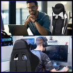FDW Silla Gaming para PC, Silla de Oficina, Silla Ejecutiva de Respaldo Alto de Cuero PU, Silla de Ordenador de Carreras con Soporte Lumbar y Reposapiés