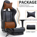FDW Silla Gaming para PC, Silla de Oficina, Silla Ejecutiva de Respaldo Alto de Cuero PU, Silla de Ordenador de Carreras con Soporte Lumbar y Reposapiés