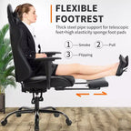 FDW Silla Gaming para PC, Silla de Oficina, Silla Ejecutiva de Respaldo Alto de Cuero PU, Silla de Ordenador de Carreras con Soporte Lumbar y Reposapiés
