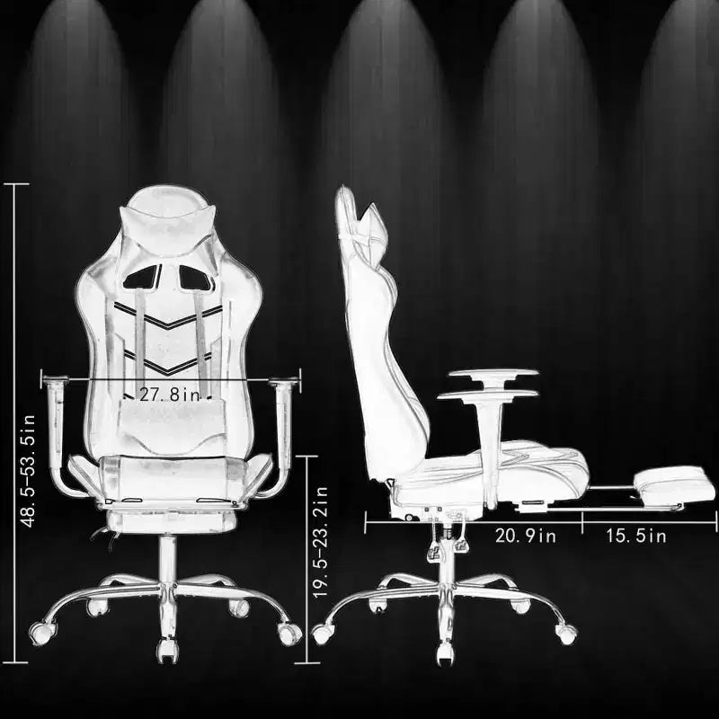 FDW Silla Gaming para PC, Silla de Oficina, Silla Ejecutiva de Respaldo Alto de Cuero PU, Silla de Ordenador de Carreras con Soporte Lumbar y Reposapiés