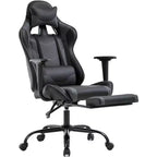 FDW Silla Gaming para PC, Silla de Oficina, Silla Ejecutiva de Respaldo Alto de Cuero PU, Silla de Ordenador de Carreras con Soporte Lumbar y Reposapiés