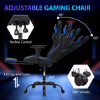 Silla para videojuegos FDW Racing, sillas para videojuegos con escritorio para computadora, cuero de PU, reposacabezas, soporte lumbar y asiento giratorio de 360 grados
