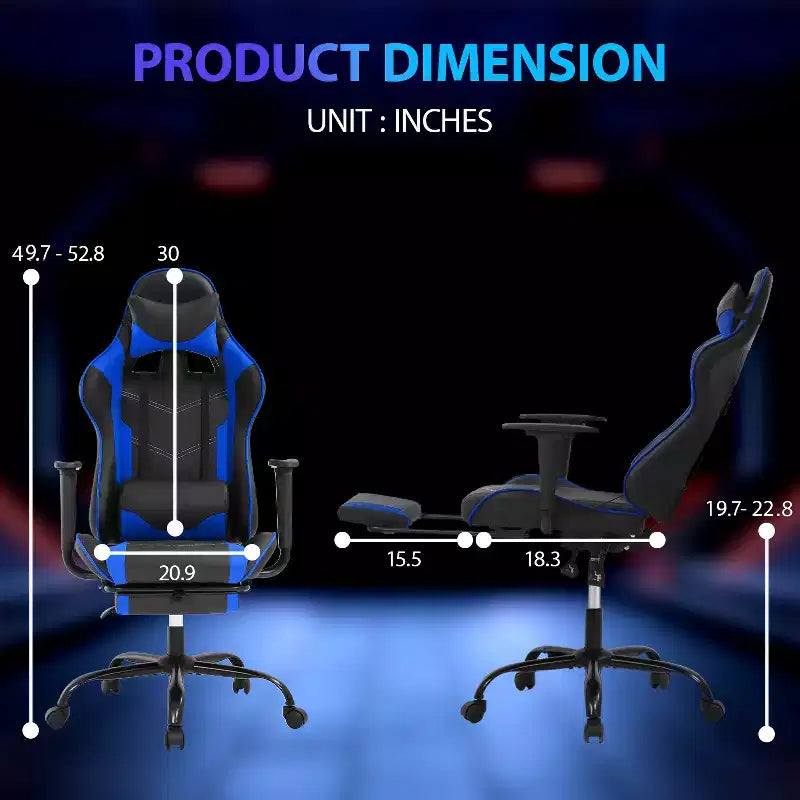 Silla para videojuegos FDW Racing, sillas para videojuegos con escritorio para computadora, cuero de PU, reposacabezas, soporte lumbar y asiento giratorio de 360 grados