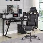 Silla para videojuegos FDW Racing, sillas para videojuegos con escritorio para computadora, cuero de PU, reposacabezas, soporte lumbar y asiento giratorio de 360 grados