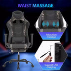 Silla para videojuegos FDW Racing, sillas para videojuegos con escritorio para computadora, cuero de PU, reposacabezas, soporte lumbar y asiento giratorio de 360 grados