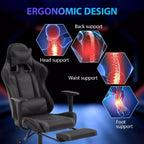 Silla para videojuegos FDW Racing, sillas para videojuegos con escritorio para computadora, cuero de PU, reposacabezas, soporte lumbar y asiento giratorio de 360 grados