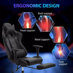 Silla para videojuegos FDW Racing, sillas para videojuegos con escritorio para computadora, cuero de PU, reposacabezas, soporte lumbar y asiento giratorio de 360 grados
