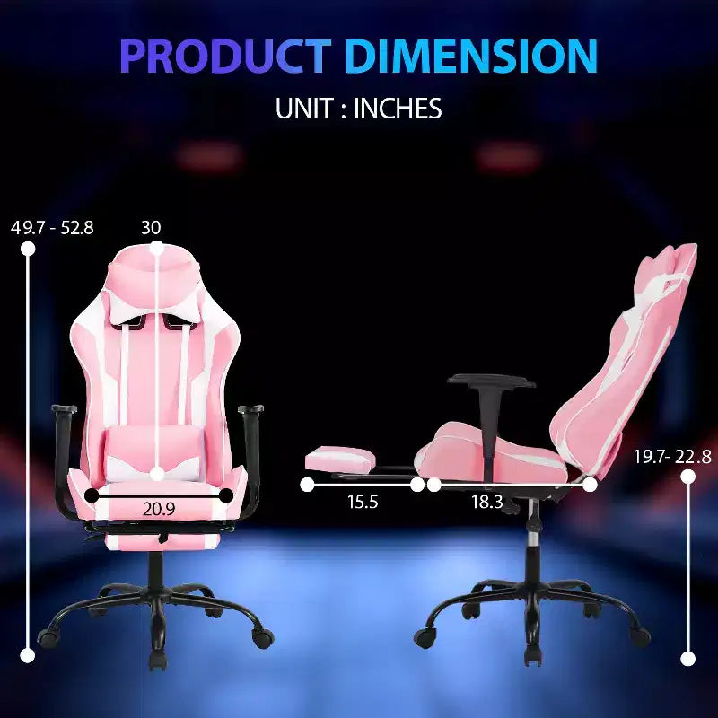 Silla para videojuegos FDW Racing, sillas para videojuegos con escritorio para computadora, cuero de PU, reposacabezas, soporte lumbar y asiento giratorio de 360 grados