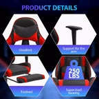Silla para videojuegos FDW Racing, sillas para videojuegos con escritorio para computadora, cuero de PU, reposacabezas, soporte lumbar y asiento giratorio de 360 grados