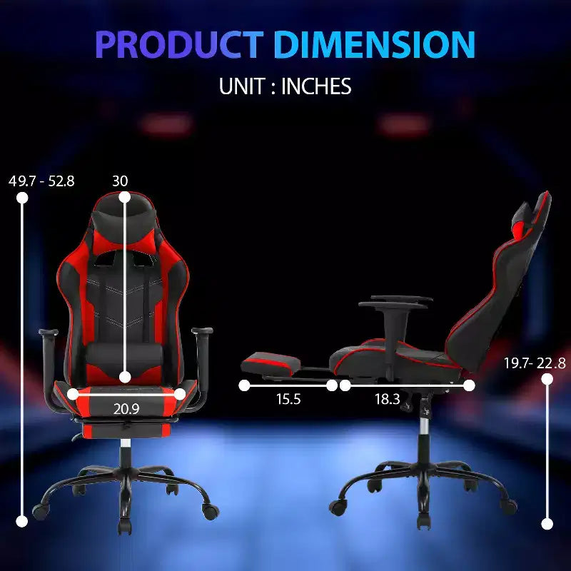 Silla para videojuegos FDW Racing, sillas para videojuegos con escritorio para computadora, cuero de PU, reposacabezas, soporte lumbar y asiento giratorio de 360 grados
