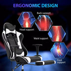 Silla para videojuegos FDW Racing, sillas para videojuegos con escritorio para computadora, cuero de PU, reposacabezas, soporte lumbar y asiento giratorio de 360 grados