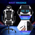 Silla para videojuegos FDW Racing, sillas para videojuegos con escritorio para computadora, cuero de PU, reposacabezas, soporte lumbar y asiento giratorio de 360 grados