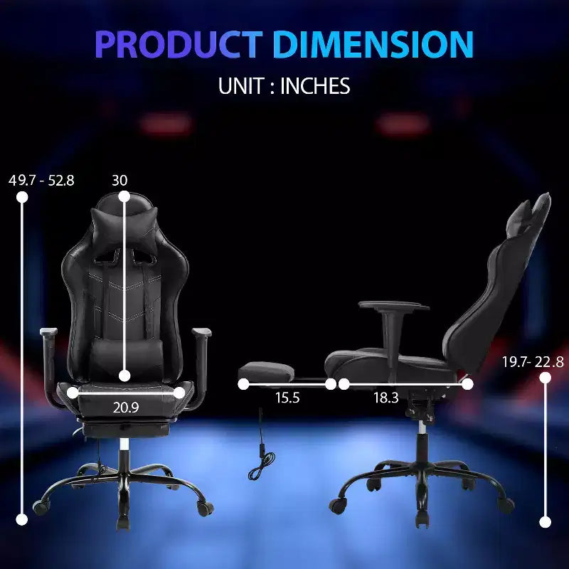 Silla para videojuegos FDW Racing, sillas para videojuegos con escritorio para computadora, cuero de PU, reposacabezas, soporte lumbar y asiento giratorio de 360 grados