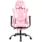 Silla para videojuegos FDW Racing, sillas para videojuegos con escritorio para computadora, cuero de PU, reposacabezas, soporte lumbar y asiento giratorio de 360 grados