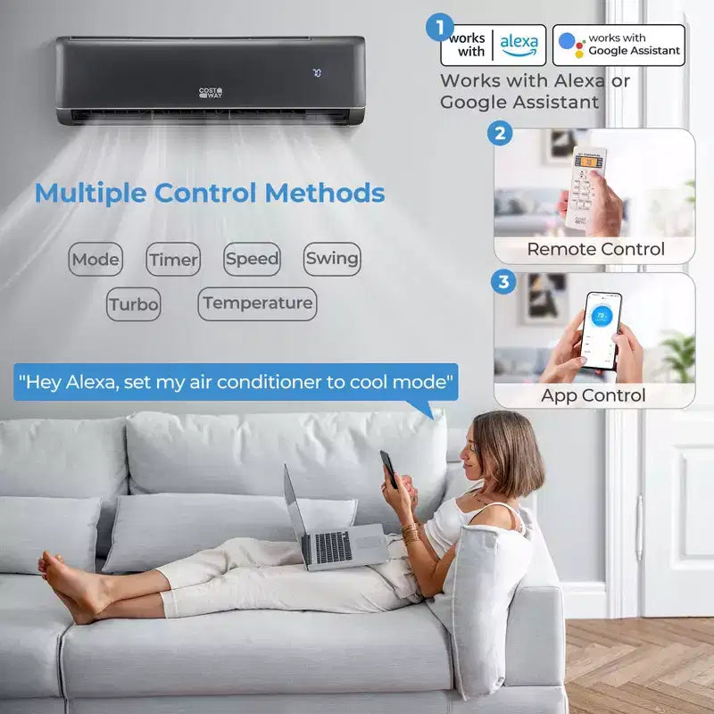 Costway Aire Acondicionado y Calefactor Mini Split de 24000 BTU con Wifi y Bomba de Calor