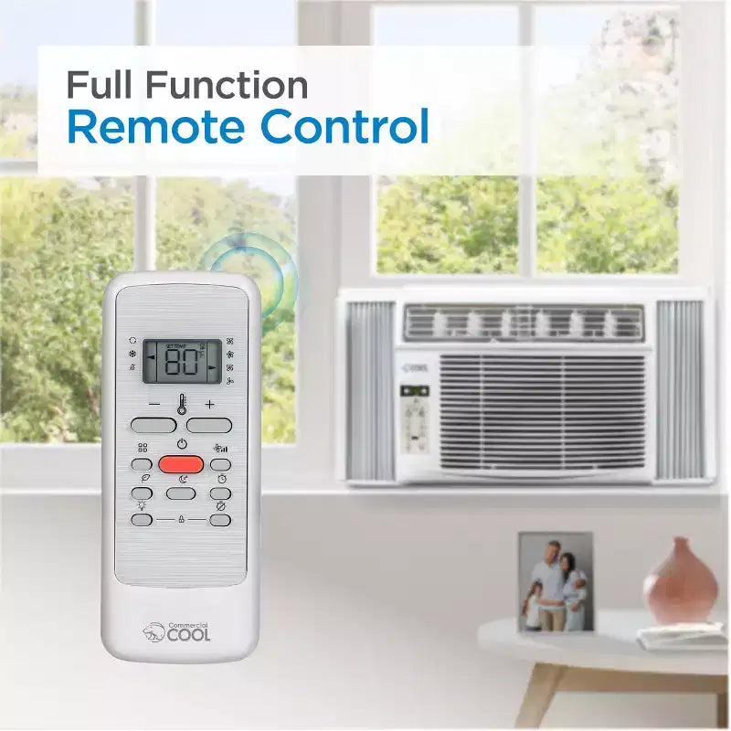 Acondicionador de aire de ventana COMMERCIAL COOL CWAM145W6C de 14,300, con control remoto y termostato ajustable, 14,500 BTU, blanco