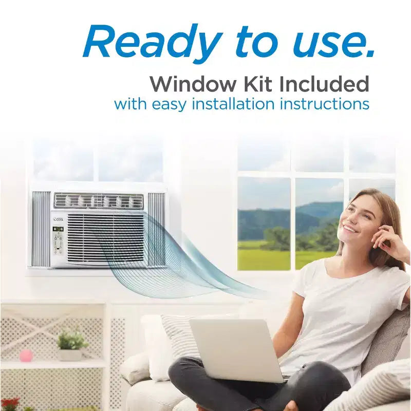 Acondicionador de aire de ventana COMMERCIAL COOL CWAM145W6C de 14,300, con control remoto y termostato ajustable, 14,500 BTU, blanco