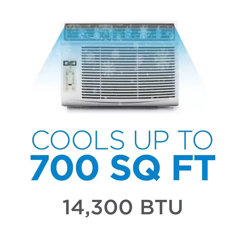 Acondicionador de aire de ventana COMMERCIAL COOL CWAM145W6C de 14,300, con control remoto y termostato ajustable, 14,500 BTU, blanco