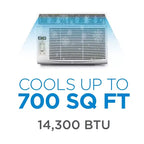 Acondicionador de aire de ventana COMMERCIAL COOL CWAM145W6C de 14,300, con control remoto y termostato ajustable, 14,500 BTU, blanco