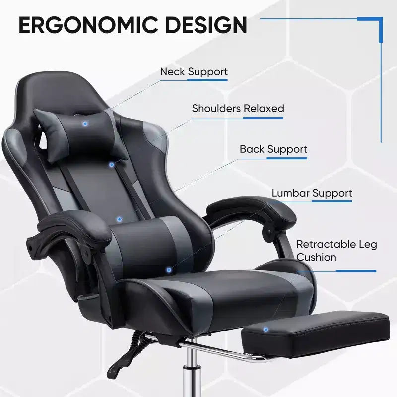 Silla de juego ergonómica de carreras JIONJOY con respaldo alto, soporte lumbar y reposabrazos ajustables