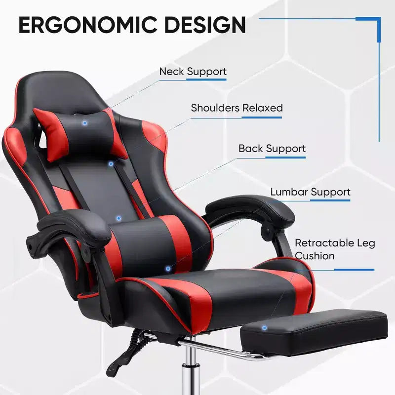 Silla de juego ergonómica de carreras JIONJOY con respaldo alto, soporte lumbar y reposabrazos ajustables