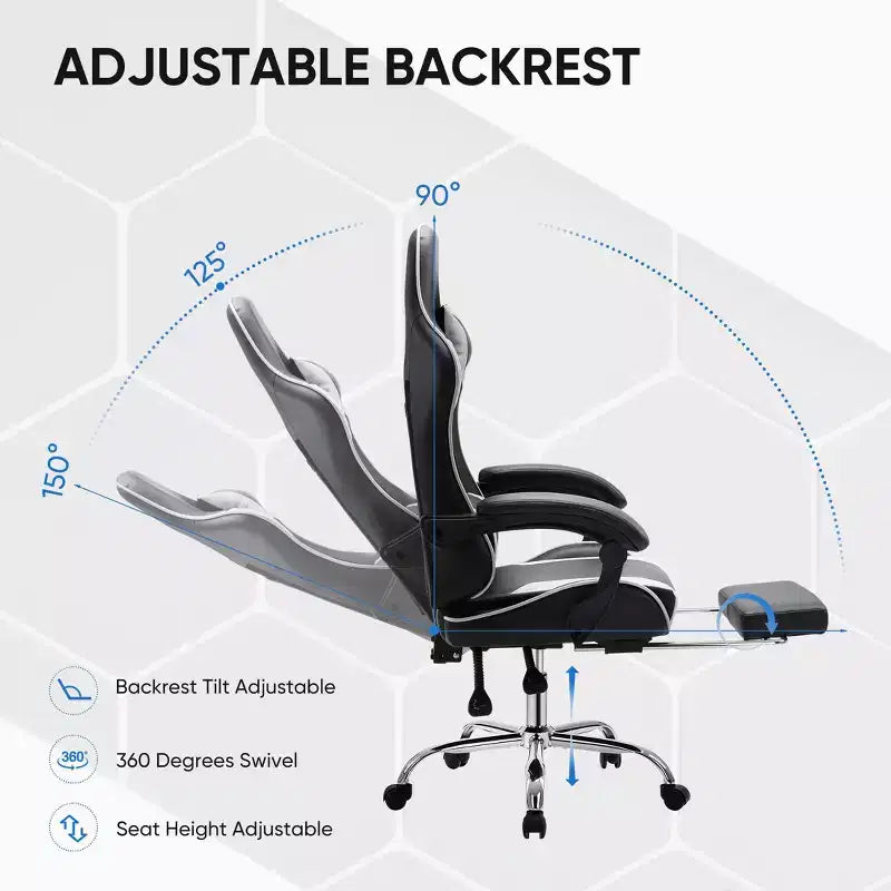 Silla de juego ergonómica de carreras JIONJOY con respaldo alto, soporte lumbar y reposabrazos ajustables