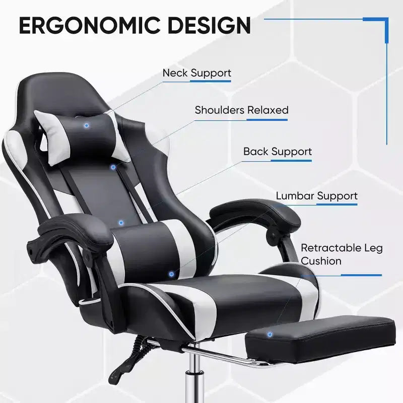 Silla de juego ergonómica de carreras JIONJOY con respaldo alto, soporte lumbar y reposabrazos ajustables