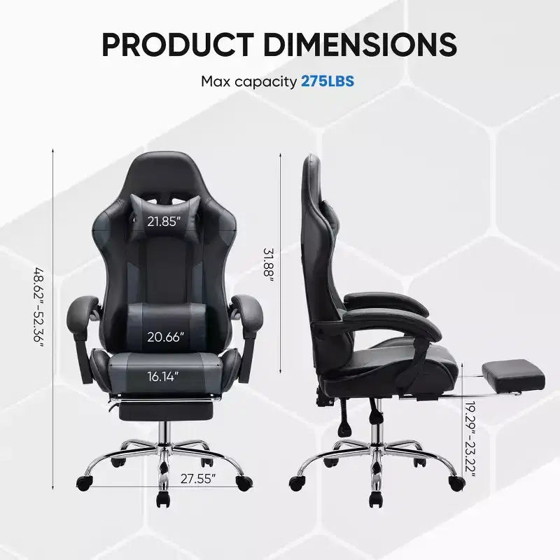 Silla de juego ergonómica de carreras JIONJOY con respaldo alto, soporte lumbar y reposabrazos ajustables