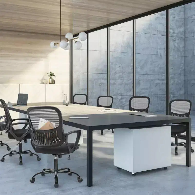 Silla de oficina o gaming ergonómica moderna JIONJOY con soporte lumbar de malla y reposabrazos fijos