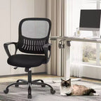Silla de oficina o gaming ergonómica moderna JIONJOY con soporte lumbar de malla y reposabrazos fijos