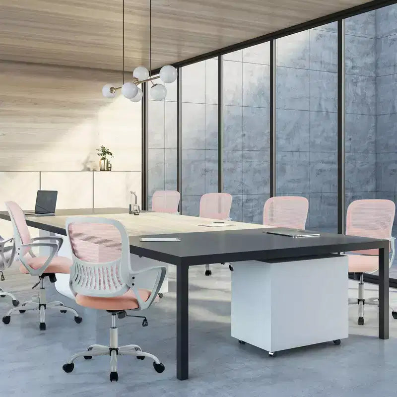 Silla de oficina o gaming ergonómica moderna JIONJOY con soporte lumbar de malla y reposabrazos fijos